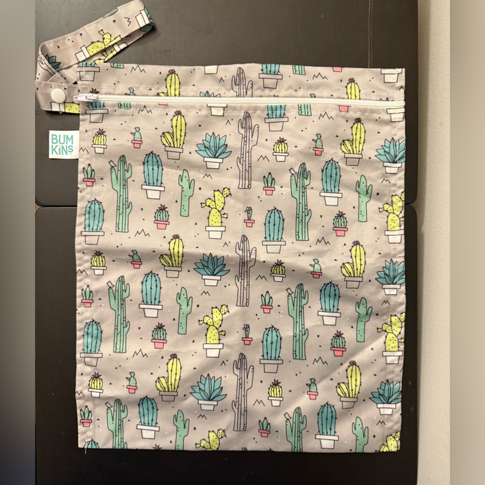 Bumkins Cactus Pattern Kids Bag - Gray and Green